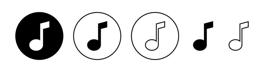 Music icon set  for web and mobile app. note music sign and symbol