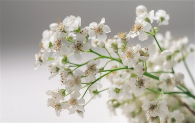 Closeup of white gypsophila flowers isolated on white background. White gypsophila.