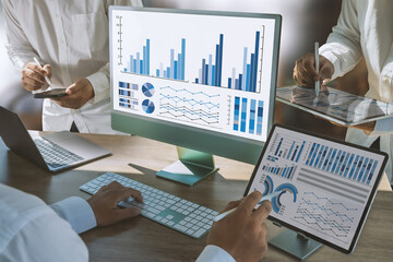 Obraz na płótnie Canvas work hard Data Analytics Statistics Information Business Technology