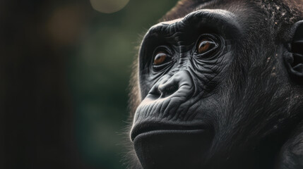 beautiful gorilla in its natural habitat. close up of gorilla. Post-processed generative AI