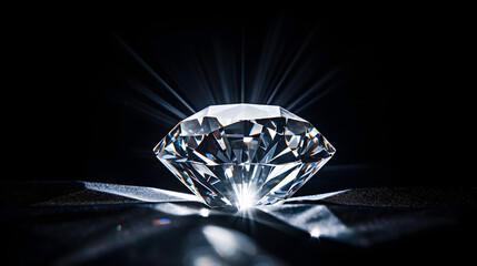 A diamond displayed on a white surface
