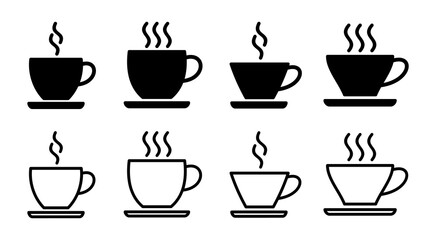 coffee cup icon set illustration. cup a coffee sign and symbol
