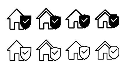 home insurance icon set illustration. home protection sign and symbol