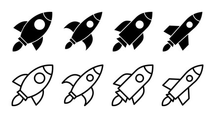 Rocket icon set illustration. Startup sign and symbol. rocket launcher icon