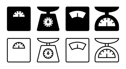 Scales icon set illustration. Weight scale sign and symbol