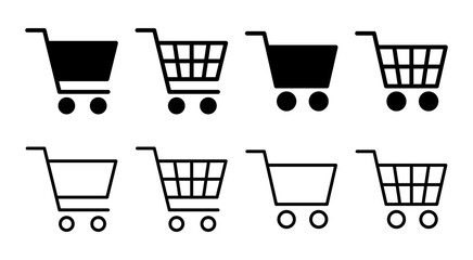 Shopping icon set illustration. Shopping cart sign and symbol. Trolley icon