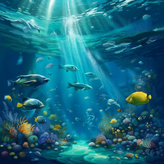 Fototapeta premium underwater scene with fishes