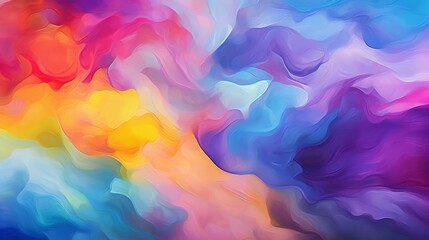 A vibrant and colorful abstract painting on a white background