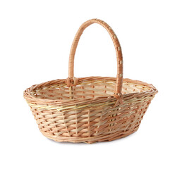 Empty Easter wicker basket isolated on white