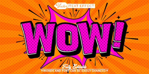 Pop Art Wow Vector Editable Text Effect Template - obrazy, fototapety, plakaty
