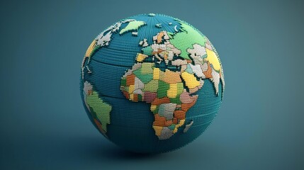 A colorful globe of the world on a vibrant blue background