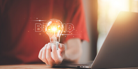 Brand and trademark concept,increasing value of goods and products ,Marketing that shows unique identity of product ,Advertising business with mark or logo ,Design that expresses identity and quality