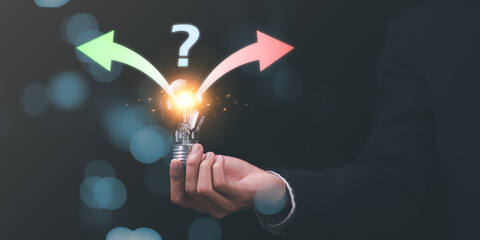 decision concept find alternatives success or business opportunities ,making decisions with right choice and direction ,Looking for new paths and opportunities,Finding  right answer ,question mark
