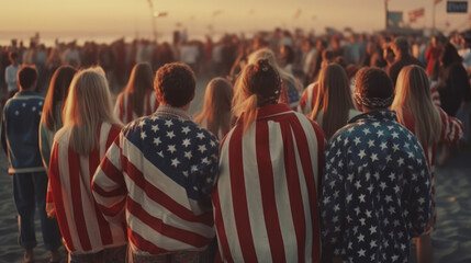 People celebrating US independence day - Powered by Adobe