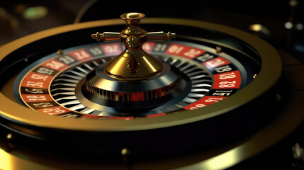 Black and gold roulette in a casino