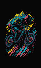person riding a dirt bike on a black background