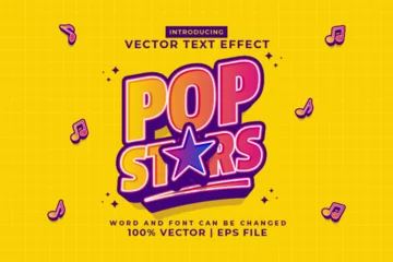 Fotobehang Retro compositie Editable text effect Pop Stars 3d Cartoon template style premium vector
