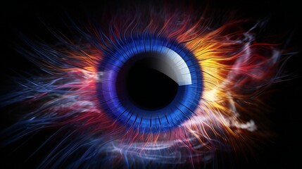 Close-up of an eyeball with a dark background