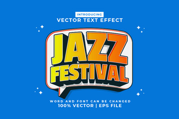 Editable text effect Jazz Festival 3d Cartoon template style premium vector