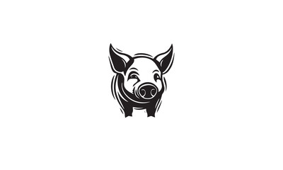Fototapeta na wymiar pig logo black simple flat icon on white background