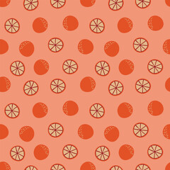Oranges Pattern with Slices Orange Background