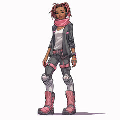 Fototapeta premium Teenage African-American Cyberpunk Heroine