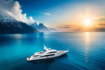 ship on the lake generated by AI tool