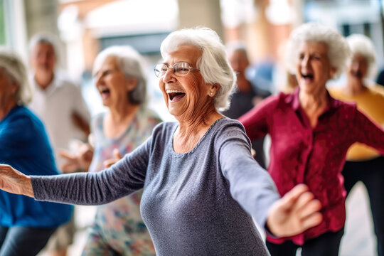 Candid capture of joyful senior citizens enjoying companionship at a social club, Generative AI