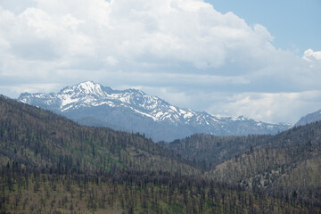 View of Snow Covered Peaks along the East Fork of the Carson River in California