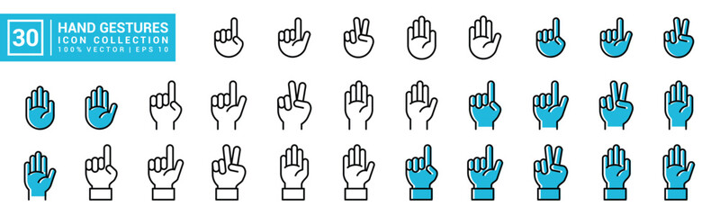 Collection icon of hand gesture, gesture, waving, editable and resizable EPS 10.