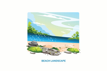 Beach Landscape Vector Illustration
