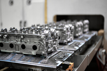 Fototapeta premium Cylinder heads of automobile engine ready for installation