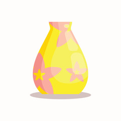 Cute Yellow Vase Vector Flat Design