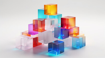 Obraz premium Colorful 3d glass cubes on white background