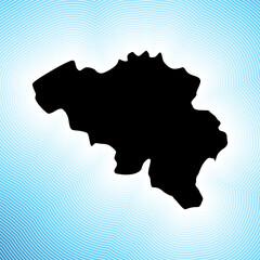 Belgium map icon. Country shape on radiant striped gradient background. Belgium vibrant poster. Appealing vector illustration.