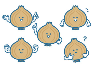 Onion character pose set illustration