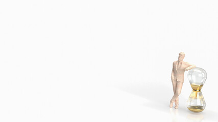 The man and sand clock for business concept 3d rendering