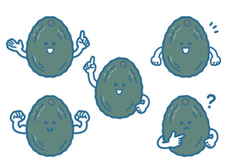 Avocado character pose set illustration