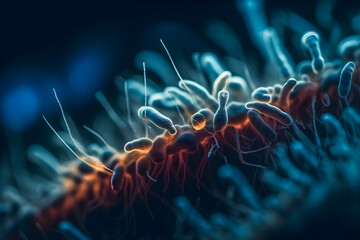 Obraz premium Close up bacteria. Generative AI