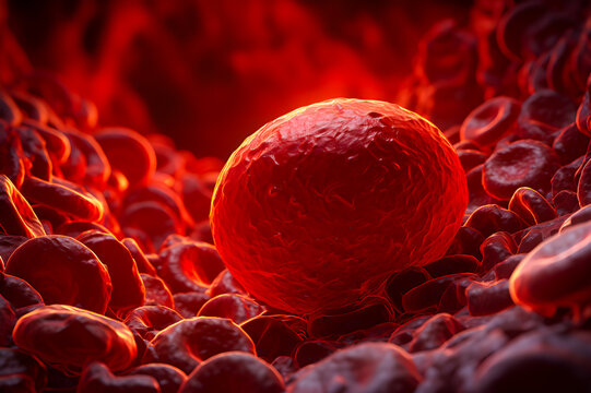 Blood cell with cholesterol 3d image. Generative AI