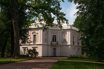 Fototapeta na wymiar Peter III Palace in the Oranienbaum Palace and Park Ensemble on a sunny summer day, Lomonosov, St. Petersburg, Russia
