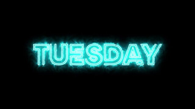 Thursday Neon Text Sign On Black Background. Electric cayenne blue Beautiful Typography with Haz Smokes Effects. Animation for Thursday