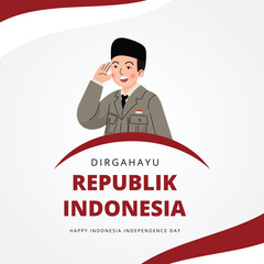 happy indonesia independence day banner  with cartoon style. 78th indonesian independence day