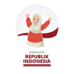 happy indonesia independence day banner  with cartoon style. 78th indonesian independence day