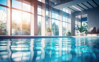Beautiful Blurred Background of a Modern Pool Interior