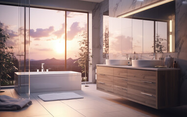 Beautiful Blurred Background of a Modern Bathroom Interior