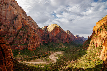 Landscape view of mountains and nature of Zion National Park Utah USA