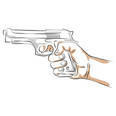 hand sketch holding gun
