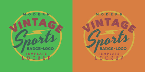 Modern vintage sports logo template in round shape badge