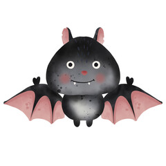 Halloween bat cute style. Hand drawn digital art on transparent backgound. Printable and good quality.